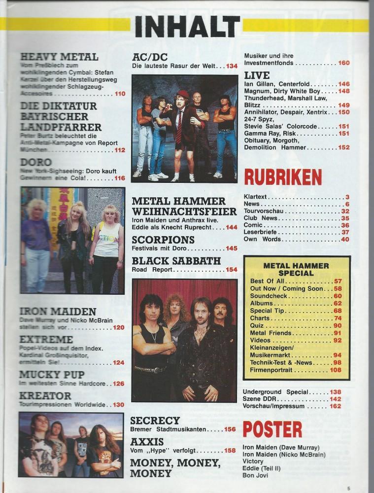 Metal Hammer 21-22 1990 Inhalt b