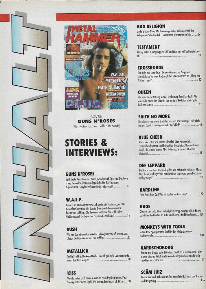 Metal Hammer 06 1992 Inhalt a