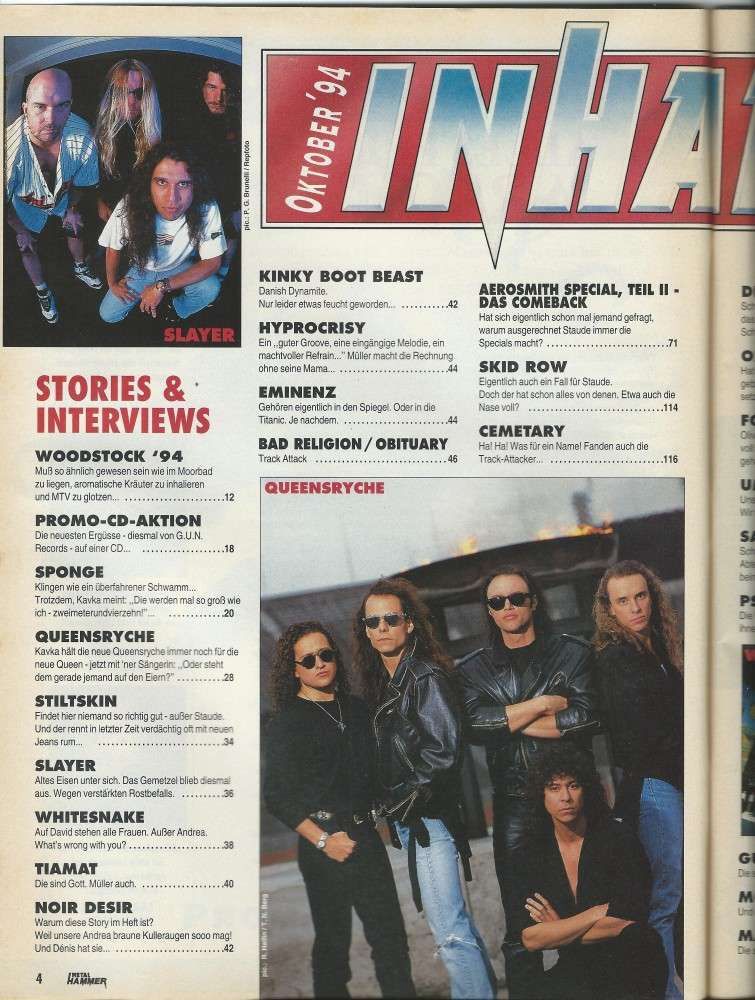 Metal Hammer (10/1994) Inhalt 1