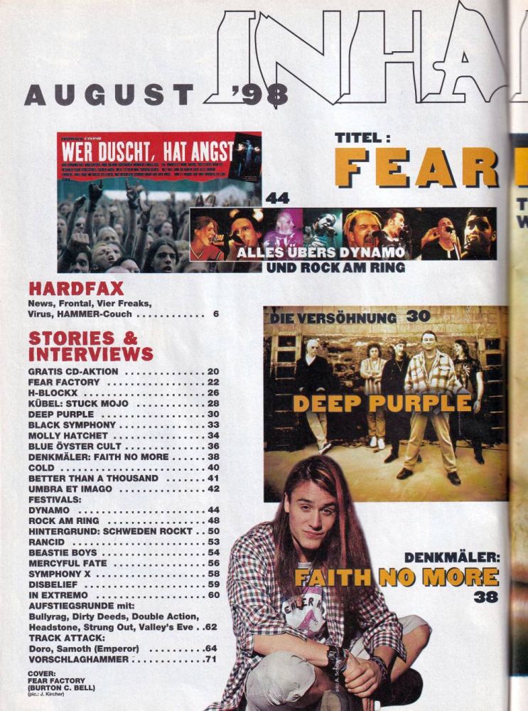 metal hammer 08 1998 Inhalt a
