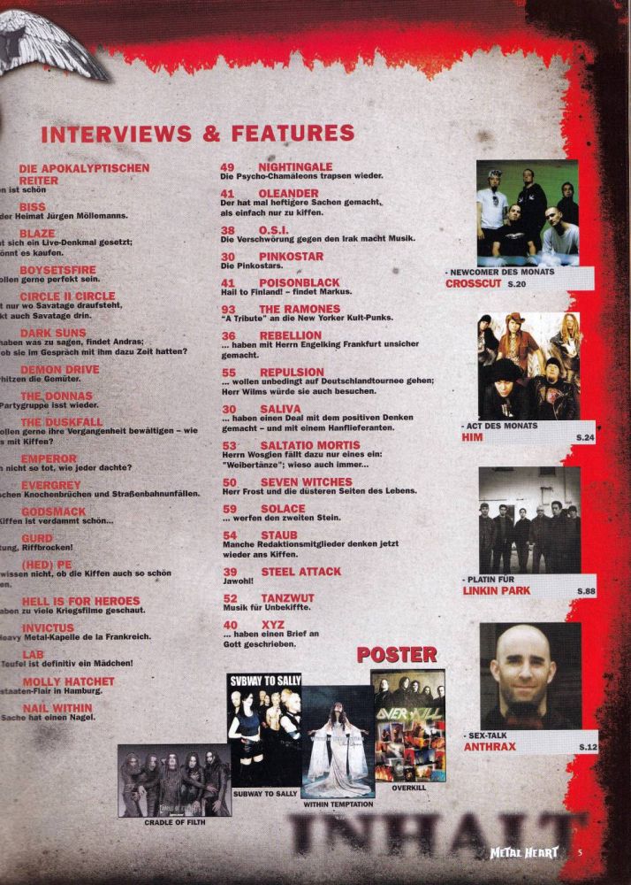 Metal Heart 05 2003 Inhalt b