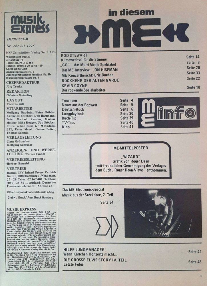 musik express 07 1976 index