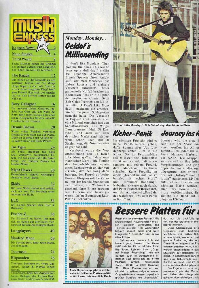 Musik-Express - October 1979 content