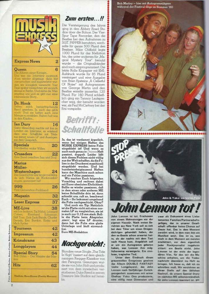 Musik-Express - January 1981 content