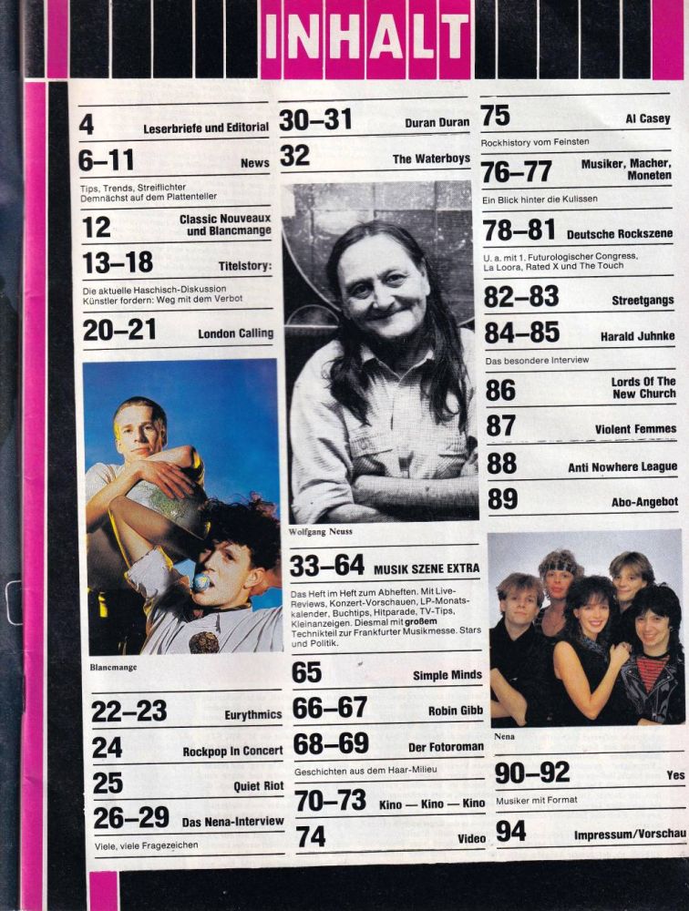 Musik Szene 02 1984 Index