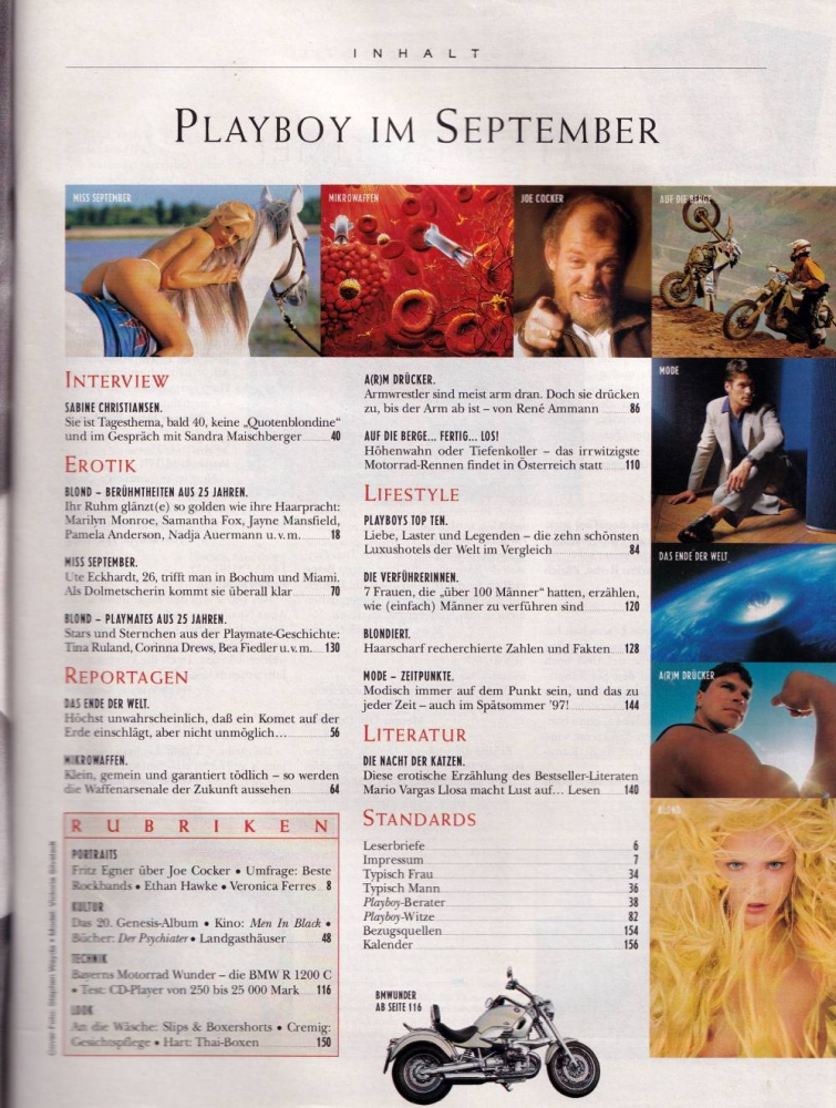 playboy 09 1997 Index