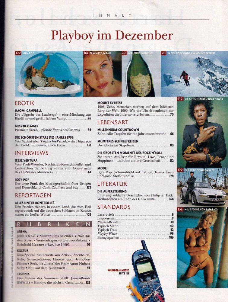 playboy 12 1999 index