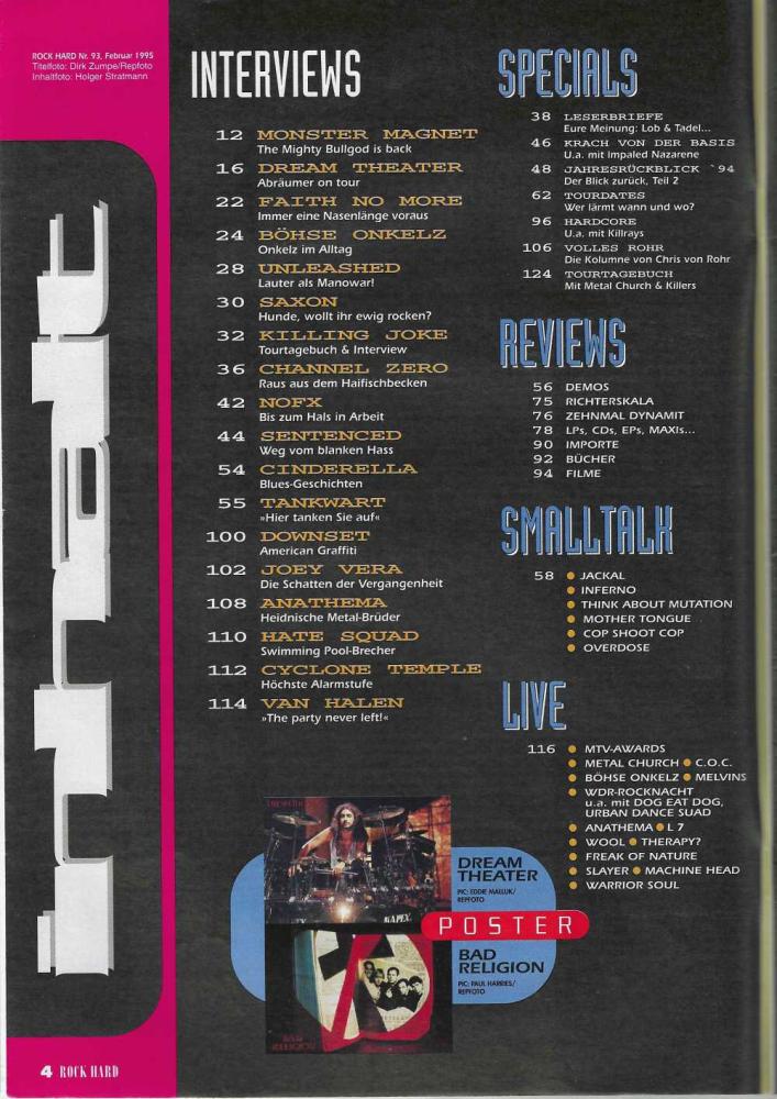 Rock Hard No 93 Februar 1995 Content a