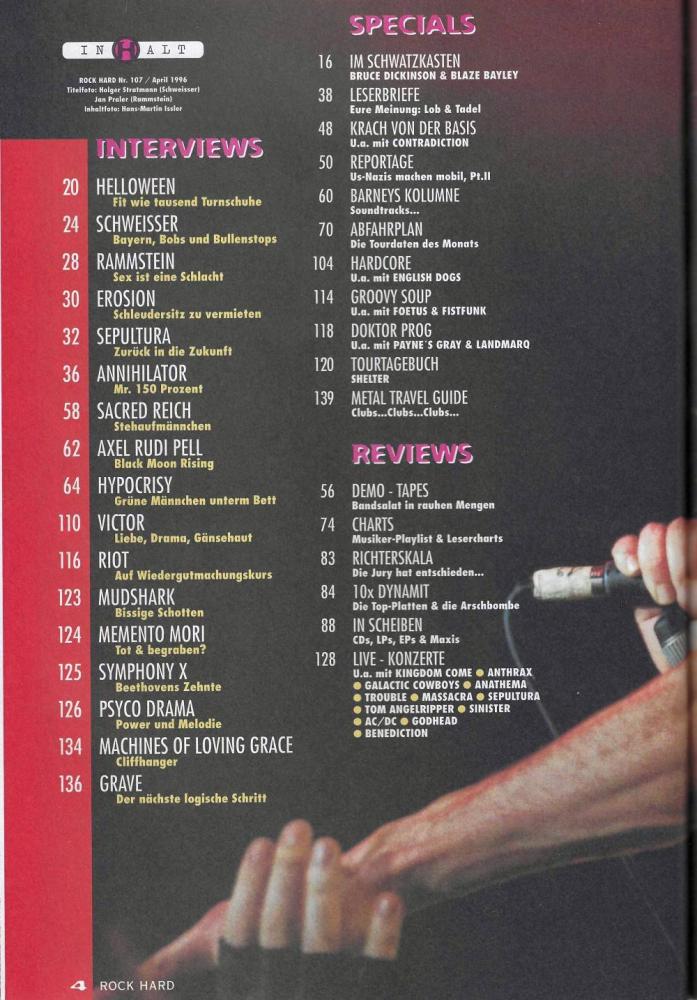 Rock Hard Nr. 107 Inhalt a