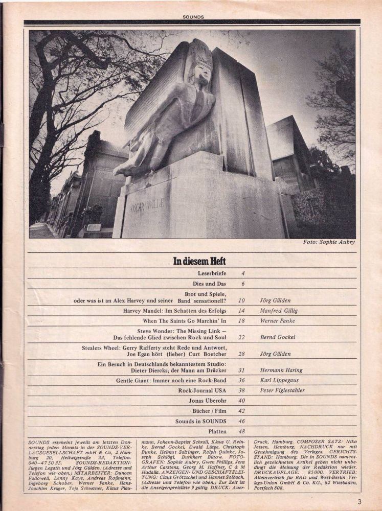 Sounds Juli 1974  index