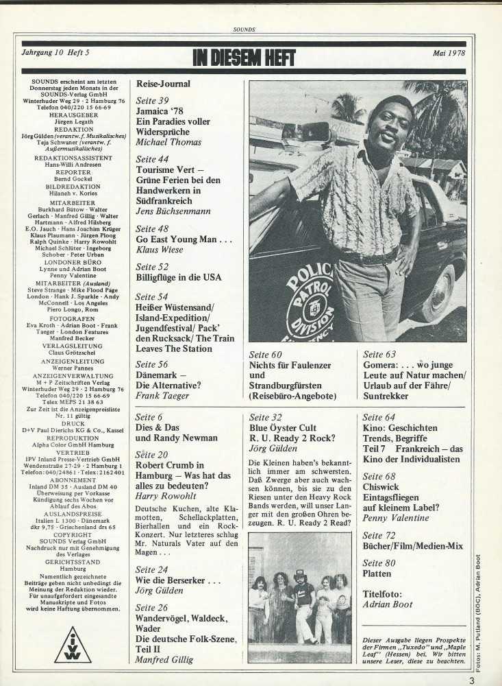 Sounds Musikmagazin Mai 1978