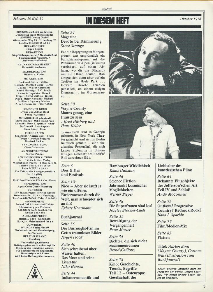 Sounds Musikmagazin Oktober 1978
