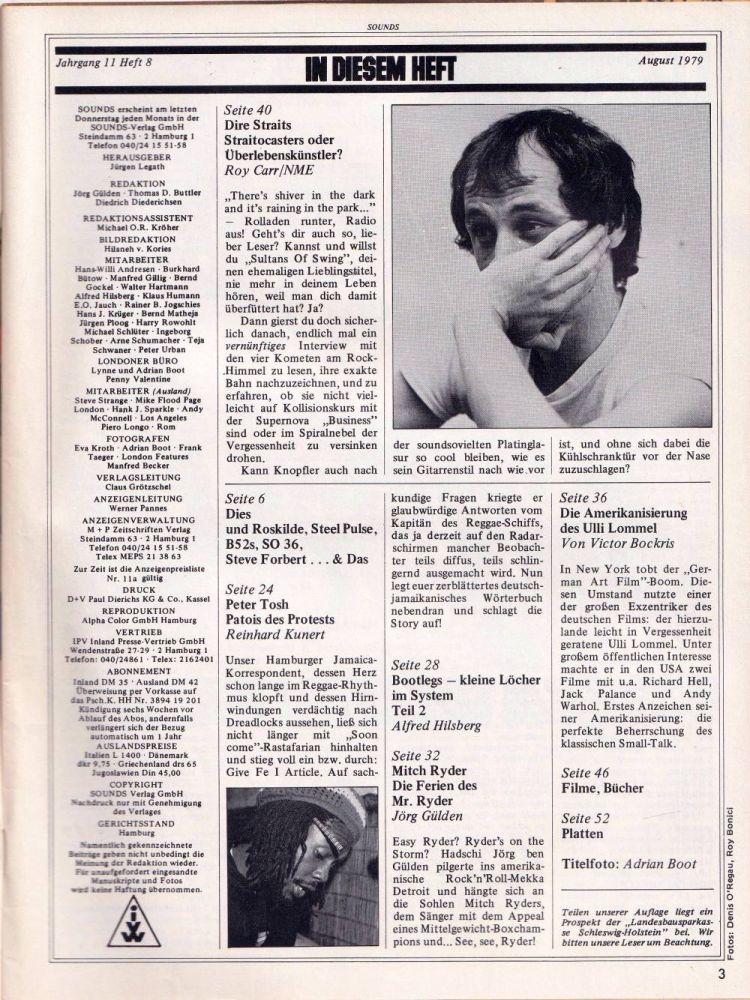 Sounds August 1979 Inhalt