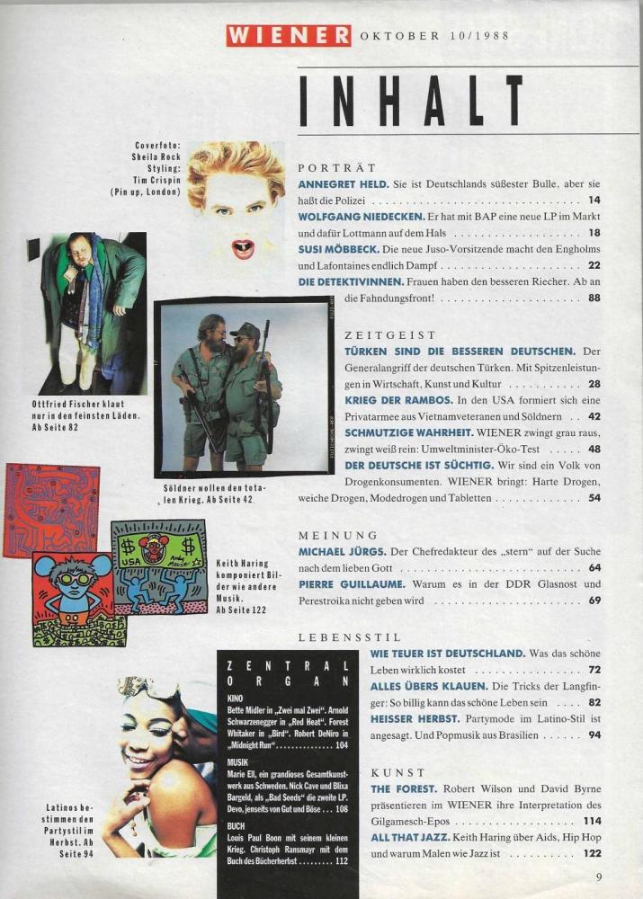 Wiener Issue 10/1988 content