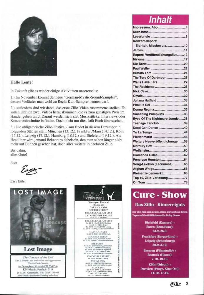 Zillo Magazin 10/1993 Inhalt