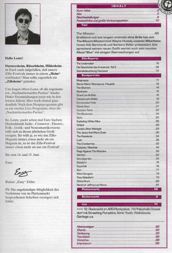 Zillo Musikmagazin 06/1996 content