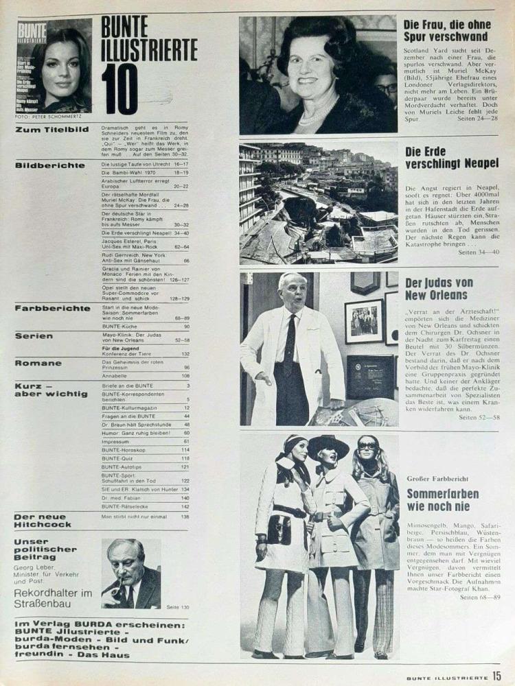 bunte 10-1970 Inhalt