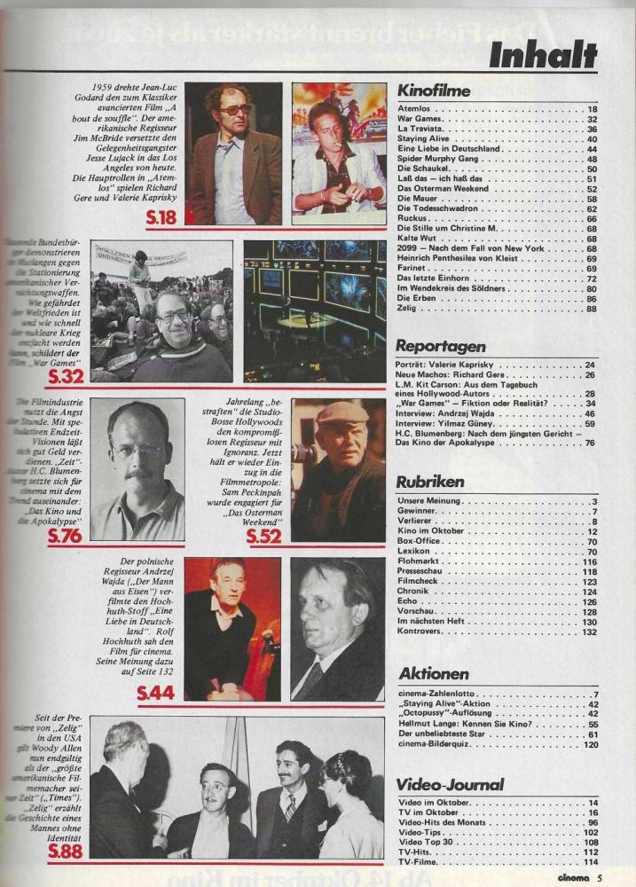 Cinema 10/1983 content