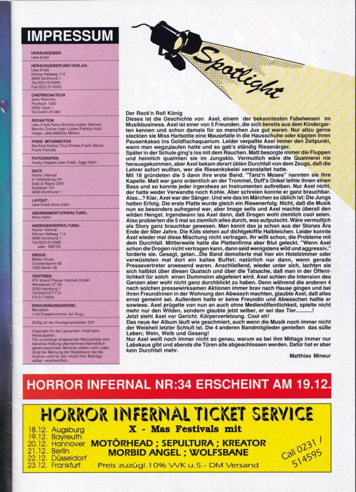 horror infernal 12 1991 Inhalt