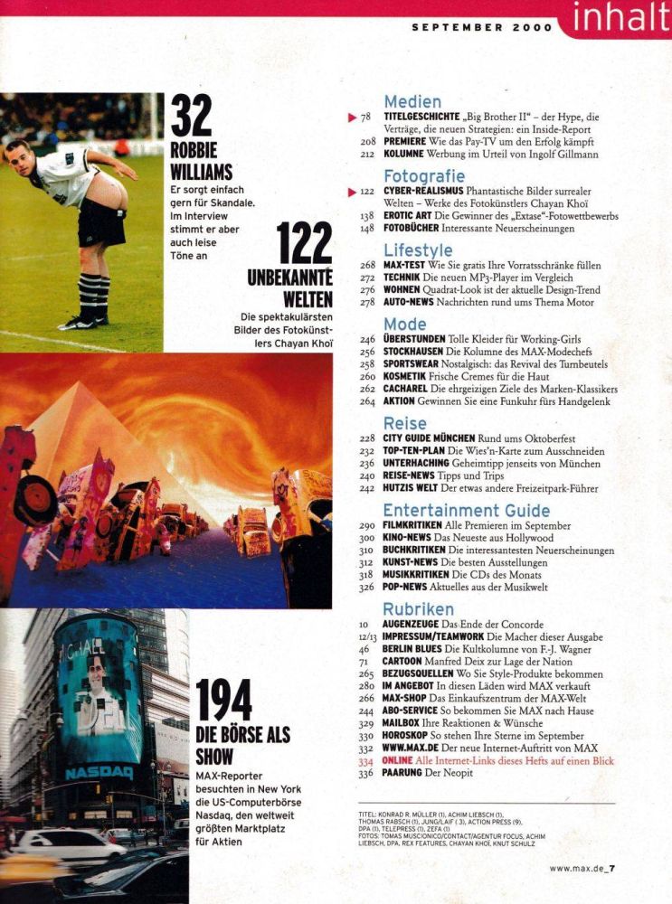 Max Magazin 09-2000 Inhalt b