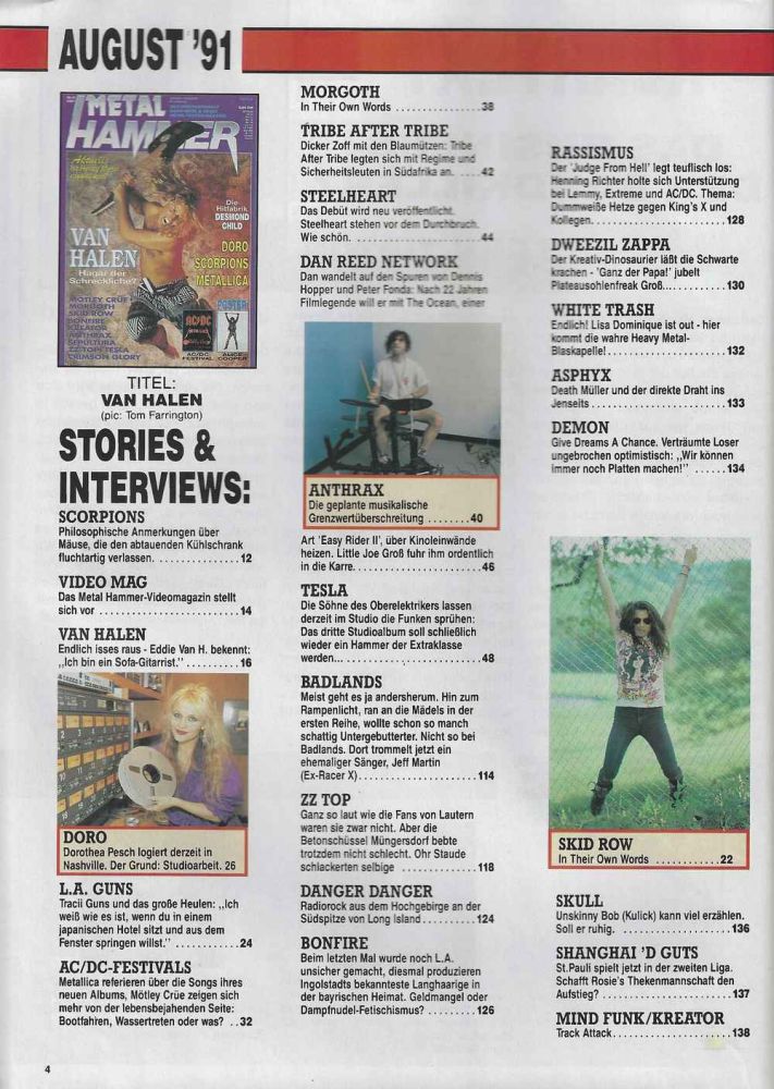 Metal Hammer (08/1991) Inhalt A