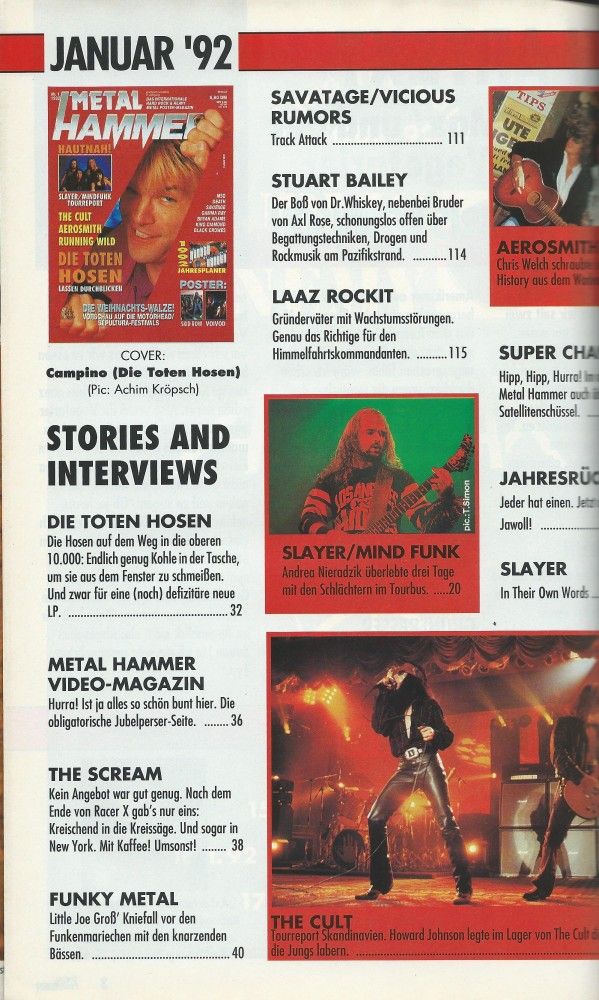 Metal Hammer 01-1992 Inhalt a