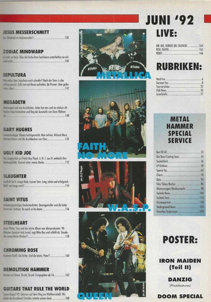Metal Hammer 06 1992 Inhalt b