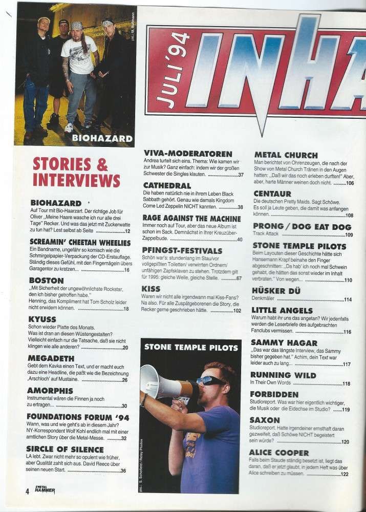 Metal Hammer 07 1994 Inhalt a