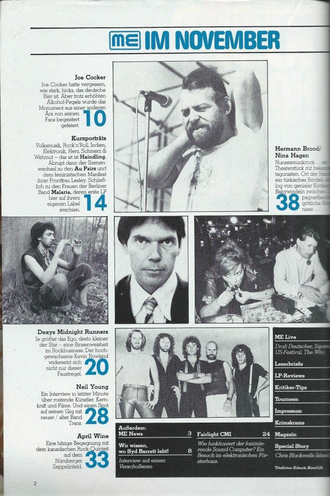 Musik-Express - November 1982 content