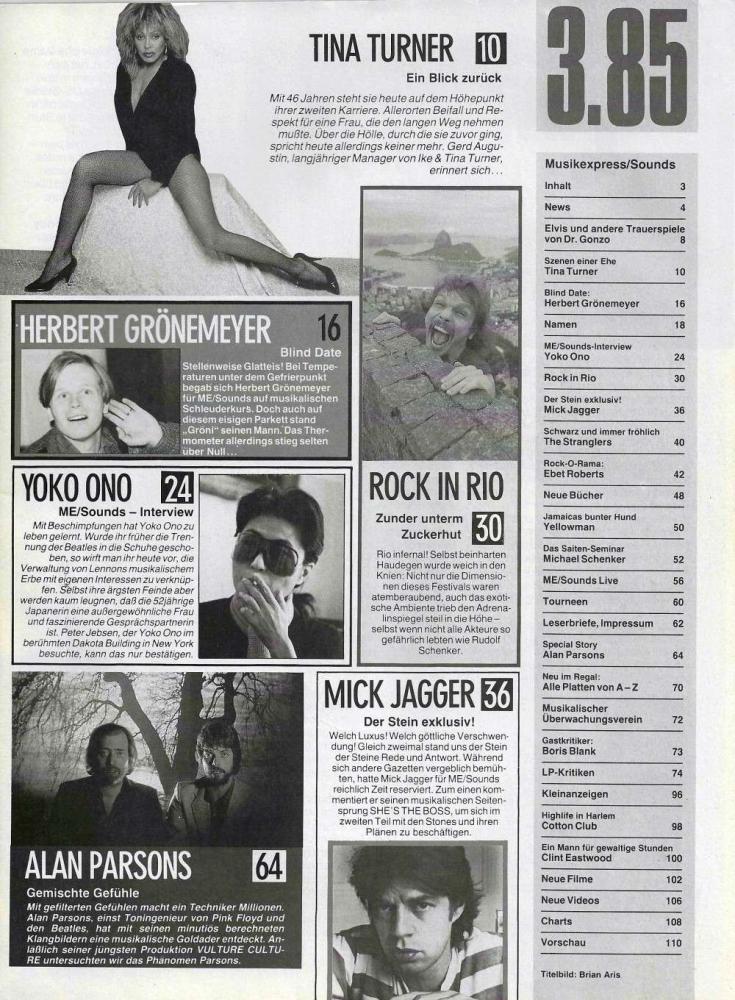 Musik-Express Sounds - March 1985 content