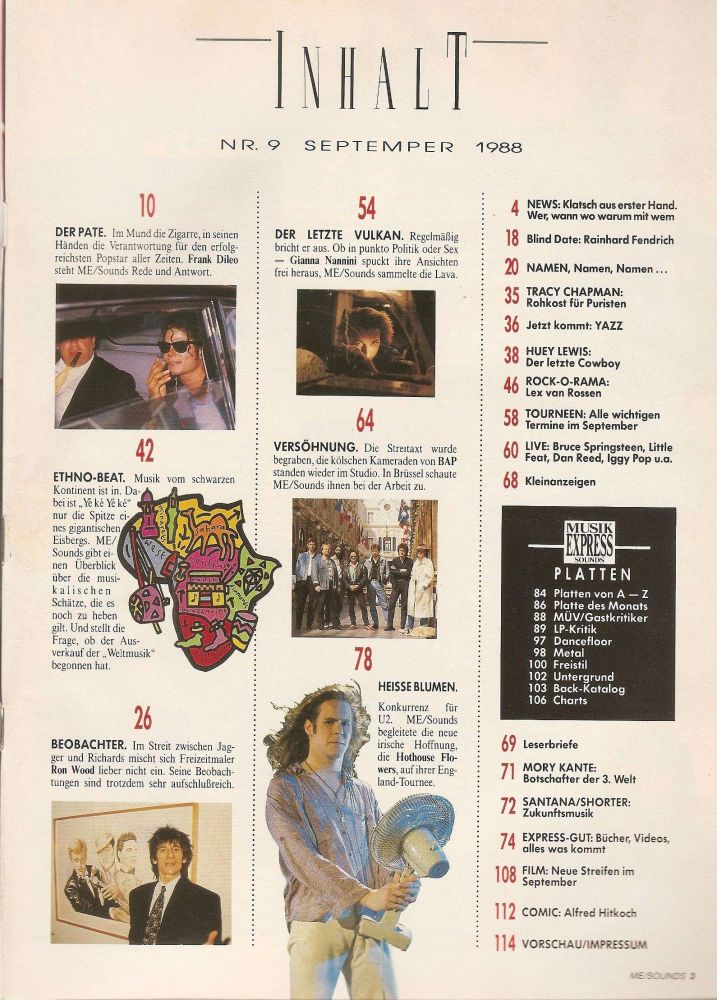 Musik-Express Sounds - September1988 Inhalt