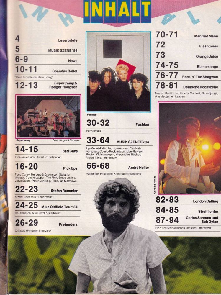 Musik Szene 0708 1984 Index