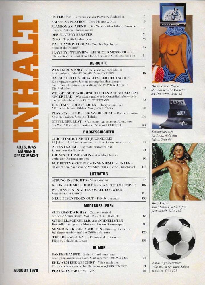 playboy 08 1978 Inhalt