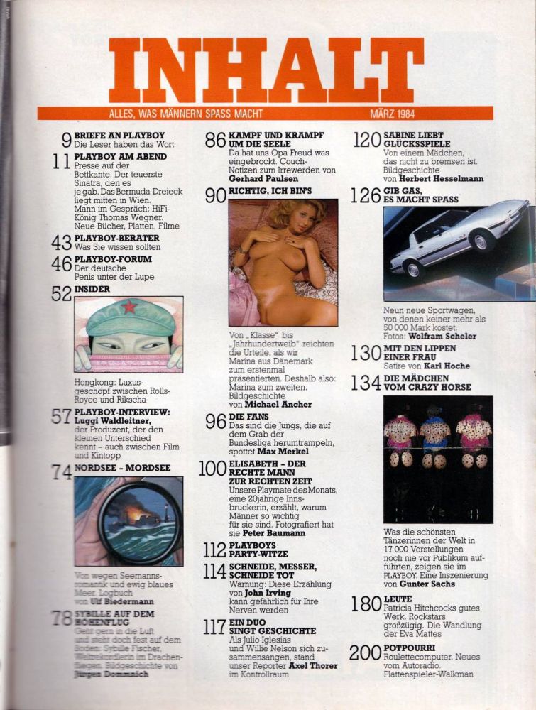 playboy 03 1984 Index