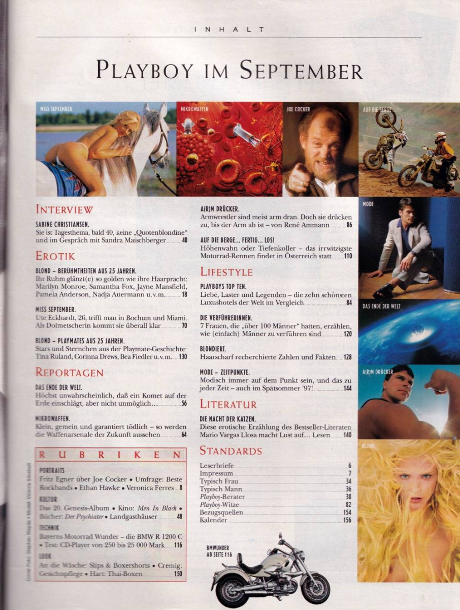 playboy 09 1997 Index