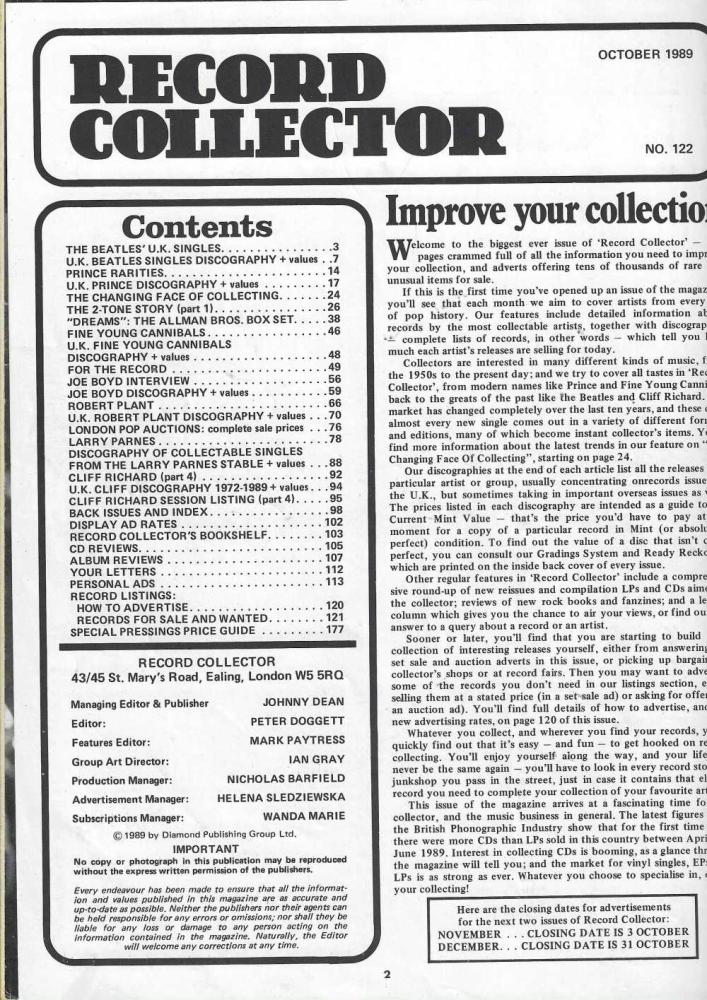 Record Collector 122 Inhalt