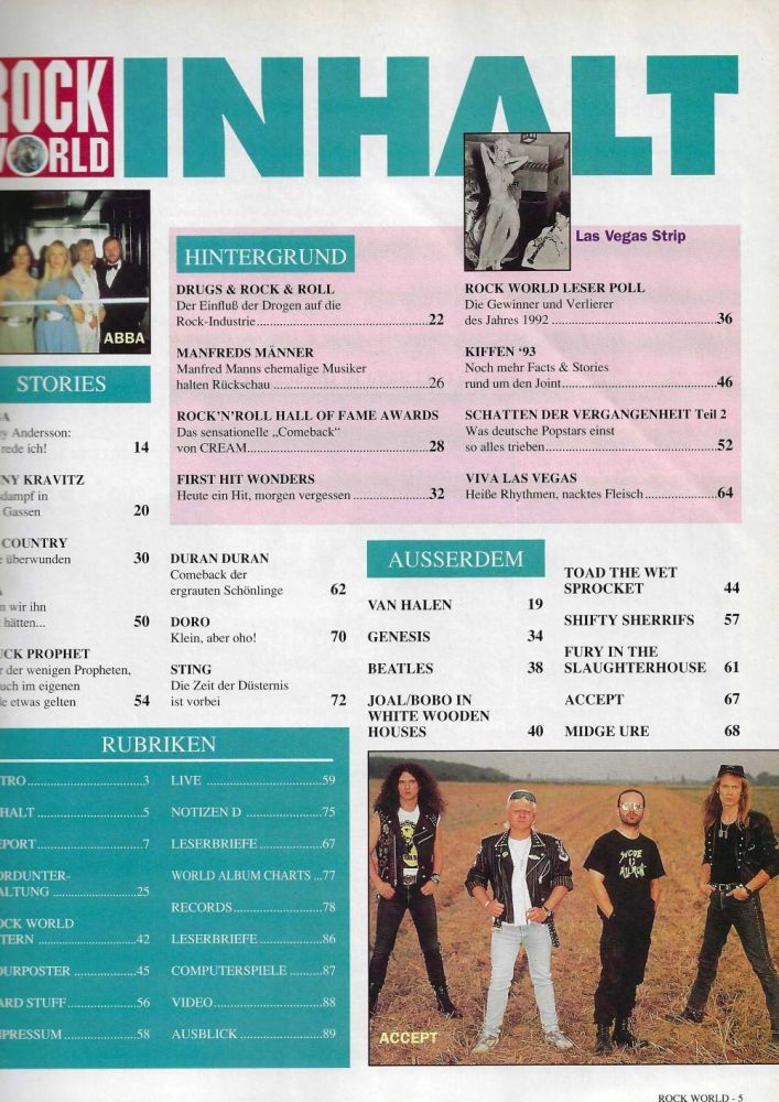 Rock World 03/1993 Inhalt