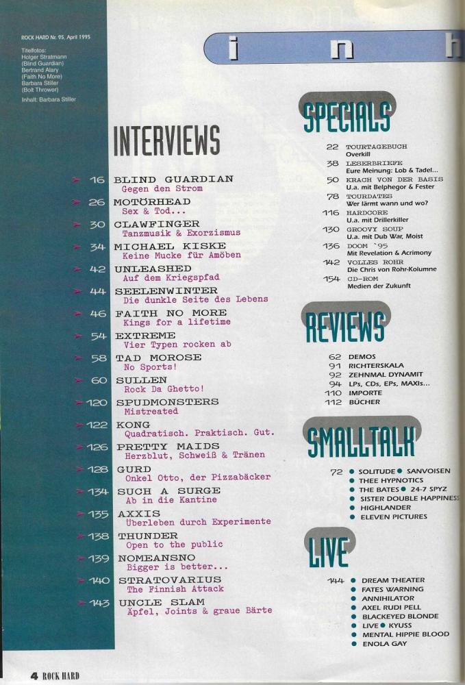 Rock Hard Nr. 95 Inhalt a