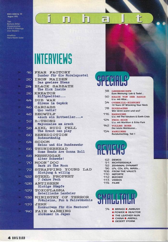 Rock Hard Nr. 99 Inhalt a