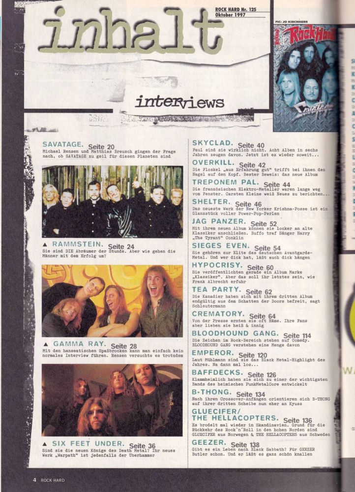 rock hard 10 1997 Index A