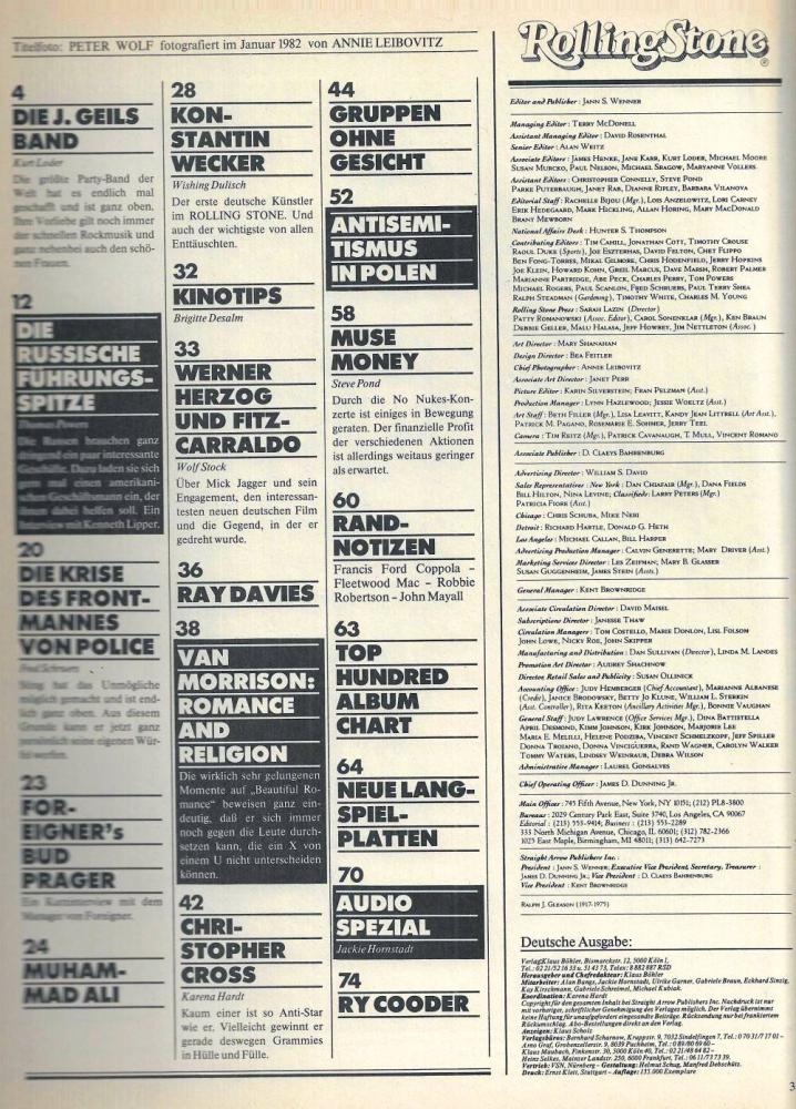 rolling stone 04 1982 Inhalt