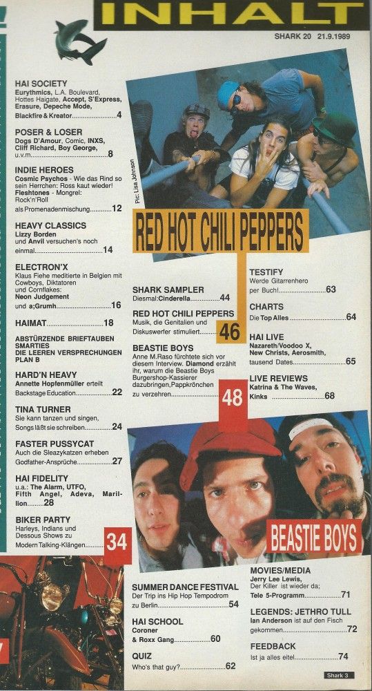 Shark Musicmagazine 20 - 1989 index