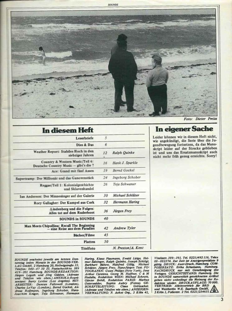 Sounds Juni 1975 Inhalt