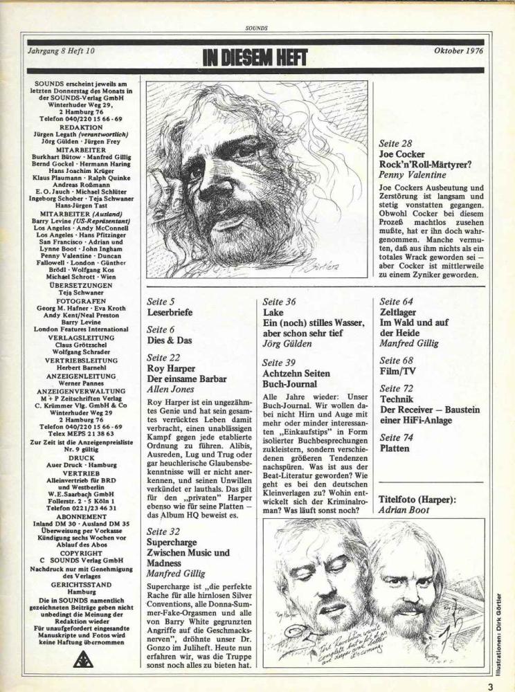 Sounds Oktober 1976 Inhalt