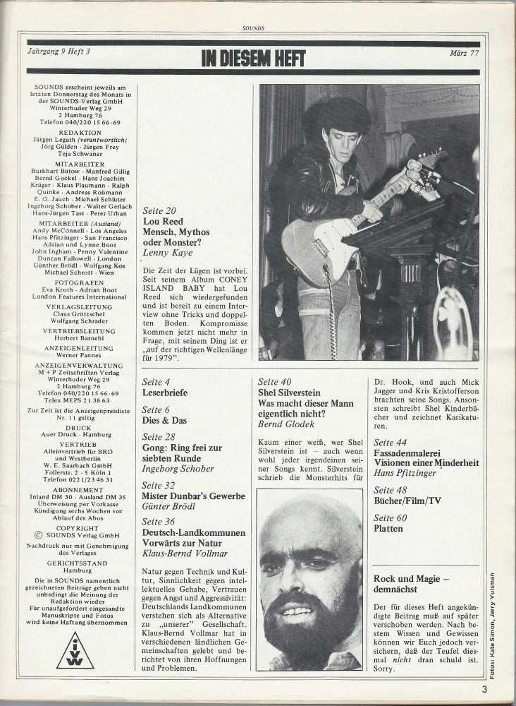 Sounds - Inhalr Maerz 1977