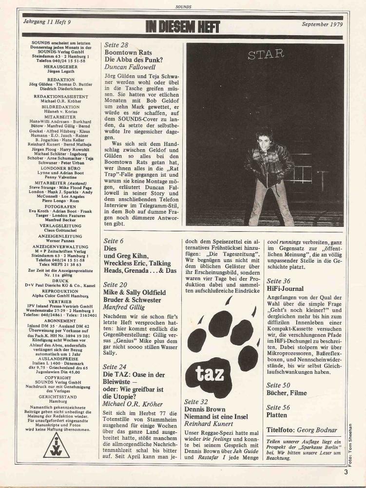 Sounds - Ausgabe September 1979 (Content)