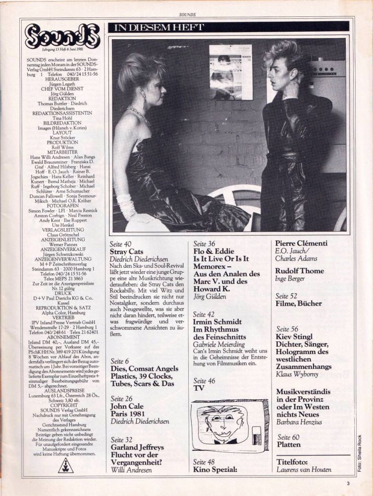 Sounds Juni 1981 Inhalt
