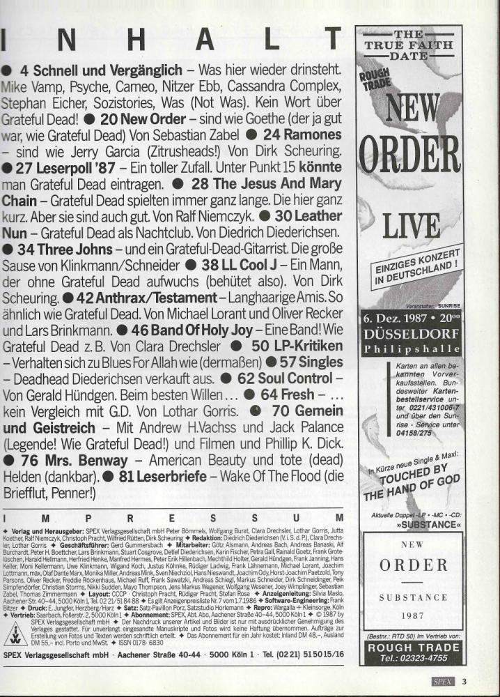 Spex 12/1987 content