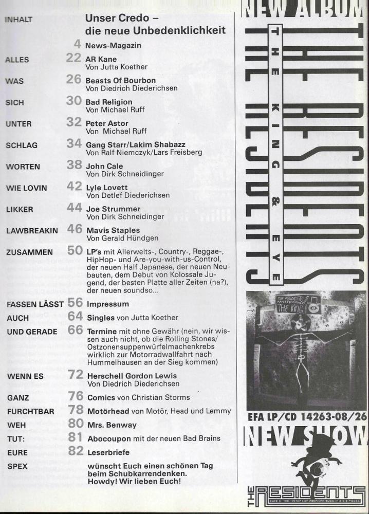 Spex 10/1989 content