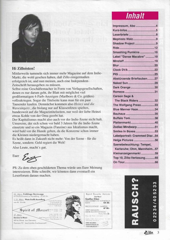Zillo 03/1992 Inhalt